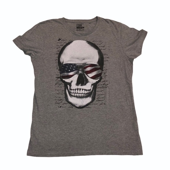 FSBN Skull America Sunglasses T-Shirt‎ Grey Large - Picture 1 of 3